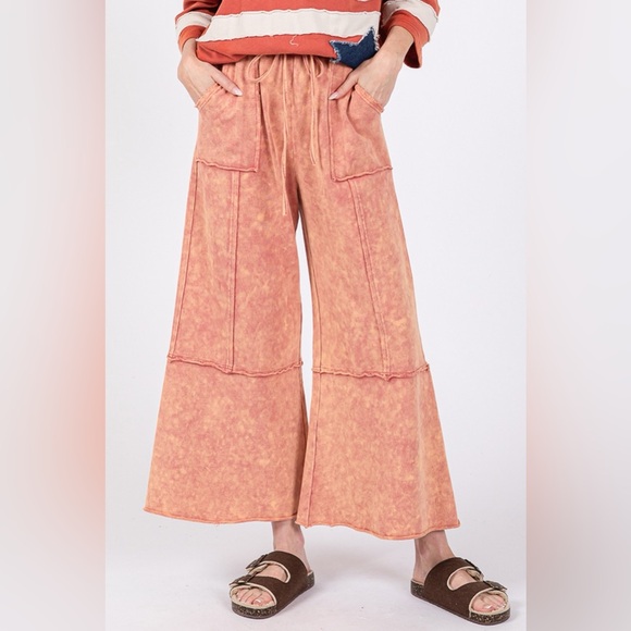 Mineral Washed Terry Wide Leg Pants - Picture 4 of 5